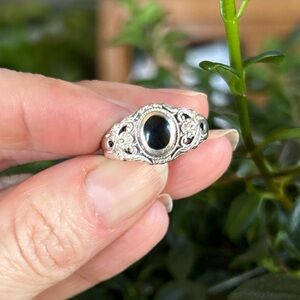 Vintage Sterling Silver and Black Onyx Ring